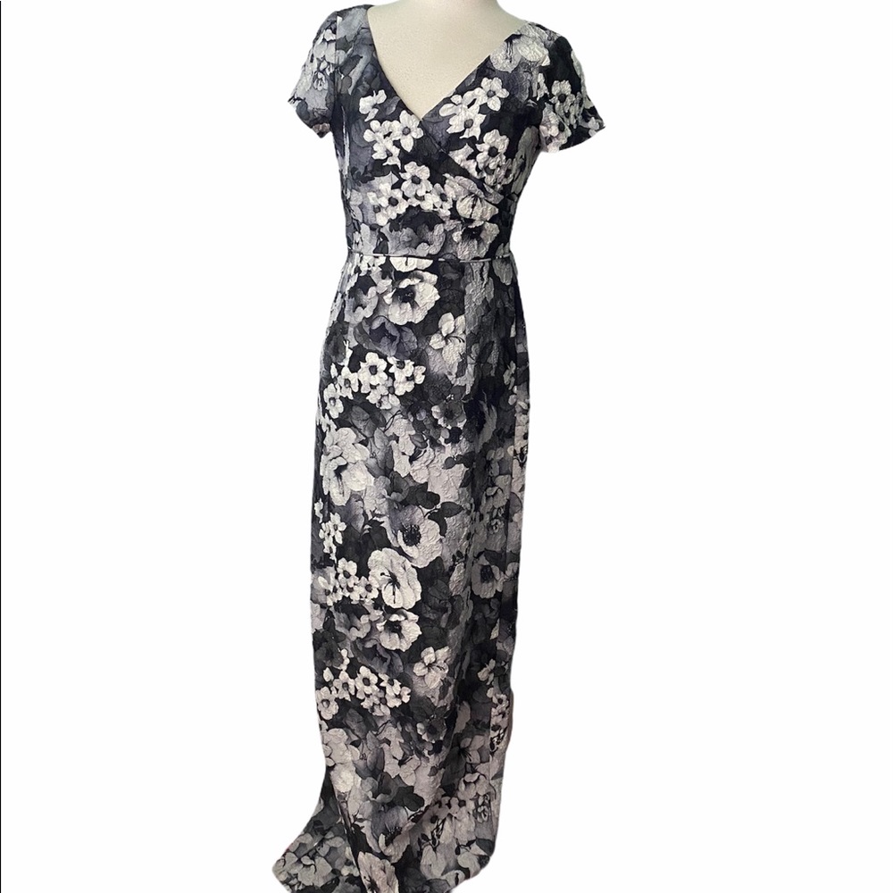 Adrianna Papell floral jacquard dress back slit